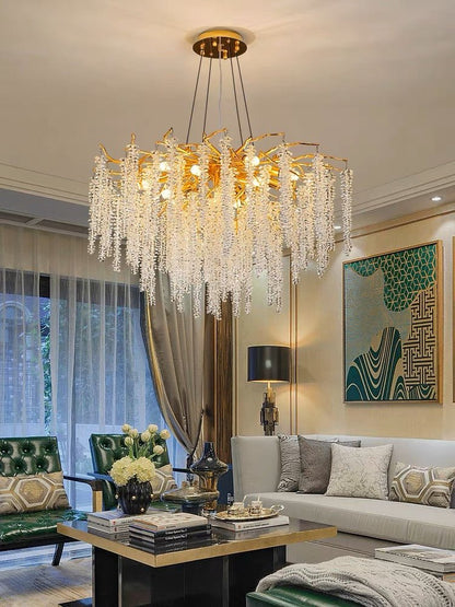 Branch Style Ceiling Light Crystal icicle Chandelier For Dining Table for Modern Home-Nobipets