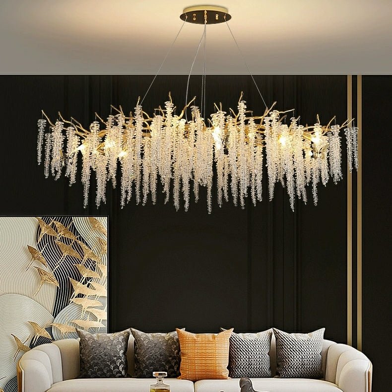 Branch Style Ceiling Light Crystal icicle Chandelier For Dining Table for Modern Home-Nobipets
