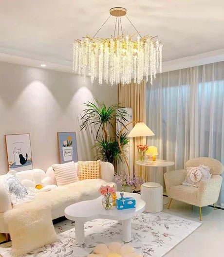 Branch Style Ceiling Light Crystal icicle Chandelier For Dining Table for Modern Home-Nobipets