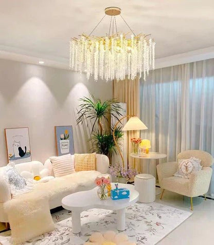 Branch Style Ceiling Light Crystal icicle Chandelier For Dining Table for Modern Home-Nobipets