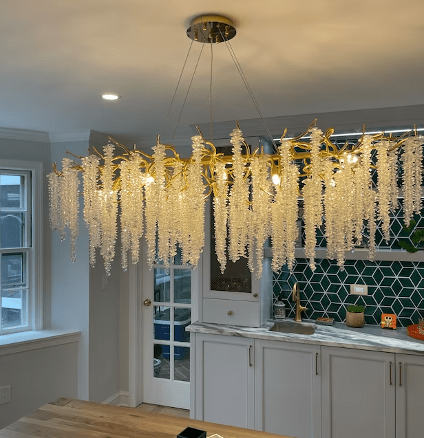 Branch Style Ceiling Light Crystal icicle Chandelier For Dining Table for Modern Home-Nobipets