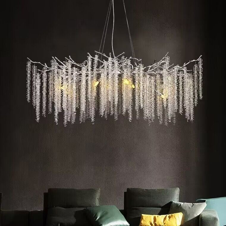 Branch Style Ceiling Light Crystal icicle Chandelier For Dining Table for Modern Home-Nobipets