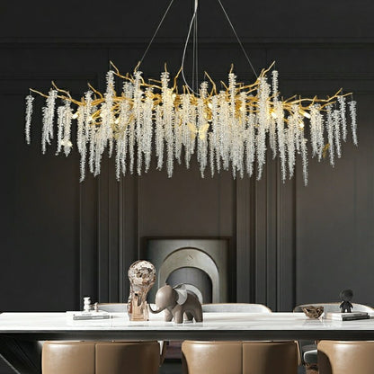 Branch Style Ceiling Light Crystal icicle Chandelier For Dining Table for Modern Home-Nobipets