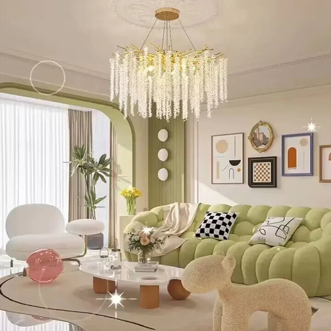 Branch Style Ceiling Light Crystal icicle Chandelier For Dining Table for Modern Home-Nobipets