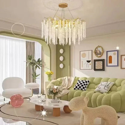 Branch Style Ceiling Light Crystal icicle Chandelier For Dining Table for Modern Home-Nobipets