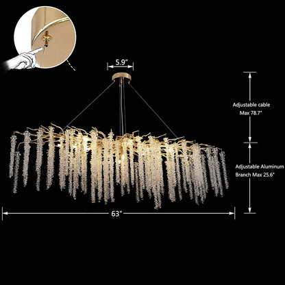 Branch Style Ceiling Light Crystal icicle Chandelier For Dining Table for Modern Home-Nobipets