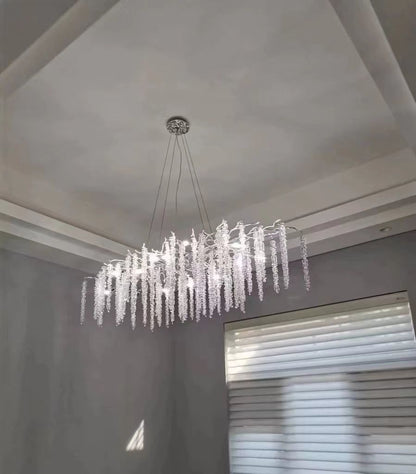 Branch Style Ceiling Light Crystal icicle Chandelier For Dining Table for Modern Home-Nobipets
