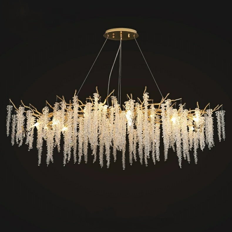 Branch Style Ceiling Light Crystal icicle Chandelier For Dining Table for Modern Home-Nobipets