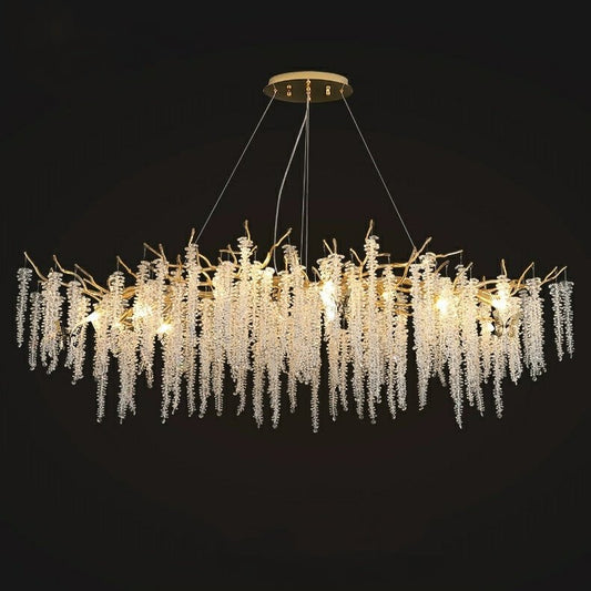Branch Style Ceiling Light Crystal icicle Chandelier For Dining Table for Modern Home-Nobipets
