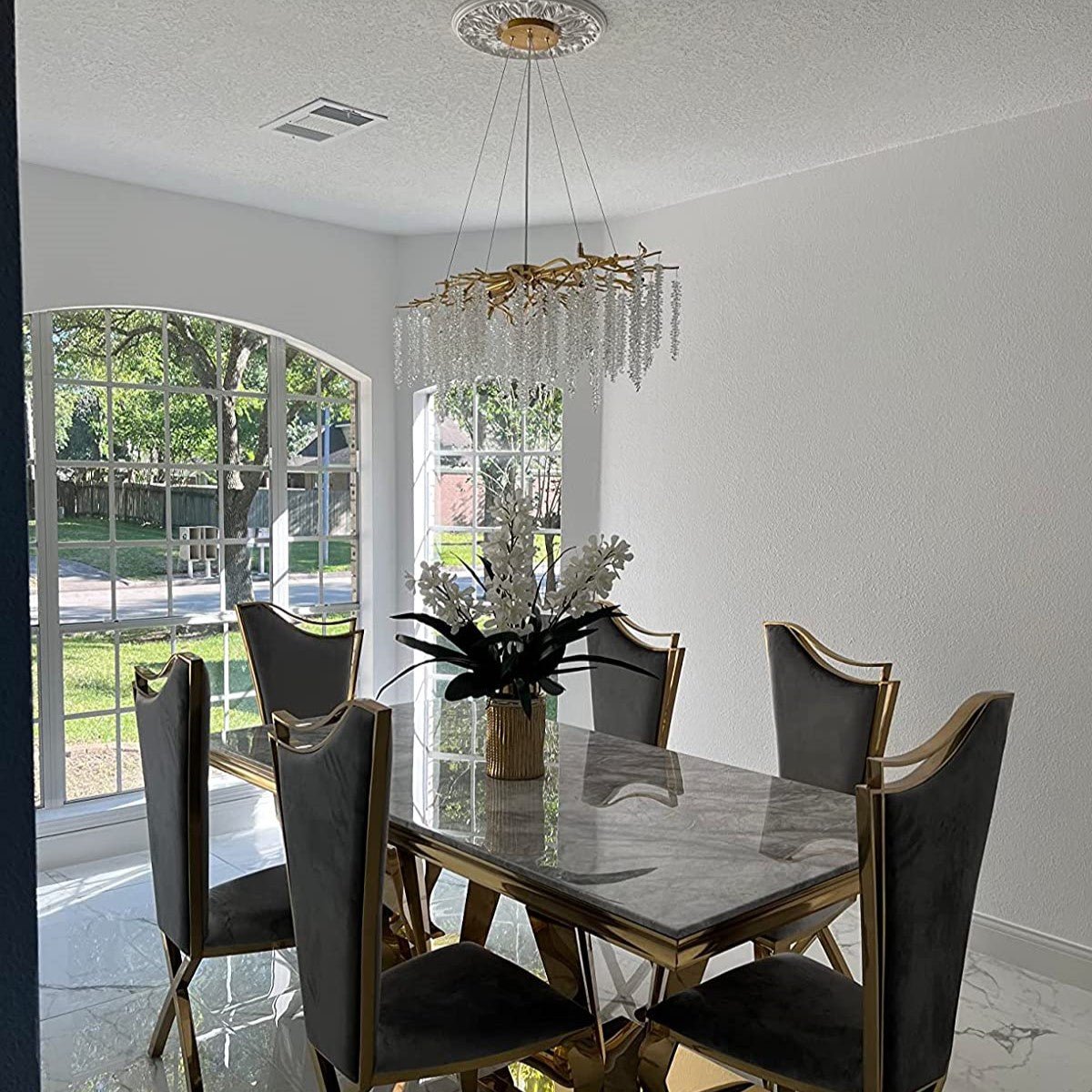 Branch Style Ceiling Light Crystal icicle Chandelier For Dining Table for Modern Home-Nobipets