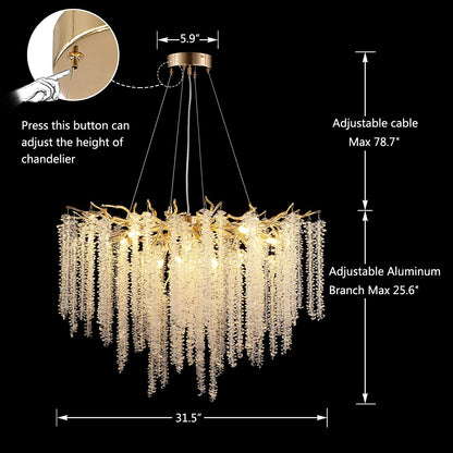 Branch Style Ceiling Light Crystal icicle Chandelier For Dining Table for Modern Home-Nobipets