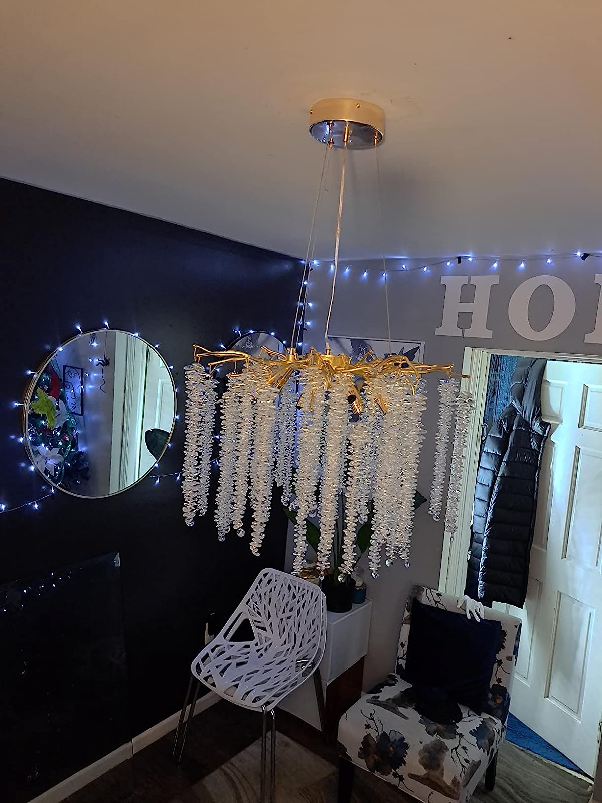 Branch Style Ceiling Light Crystal icicle Chandelier For Dining Table for Modern Home-Nobipets