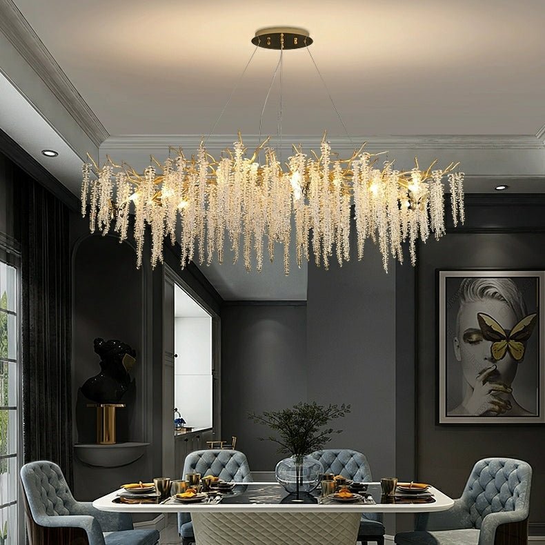 Branch Style Ceiling Light Crystal icicle Chandelier For Dining Table for Modern Home-Nobipets