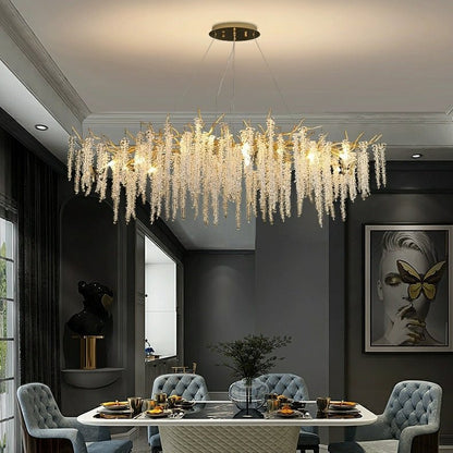 Branch Style Ceiling Light Crystal icicle Chandelier For Dining Table for Modern Home-Nobipets