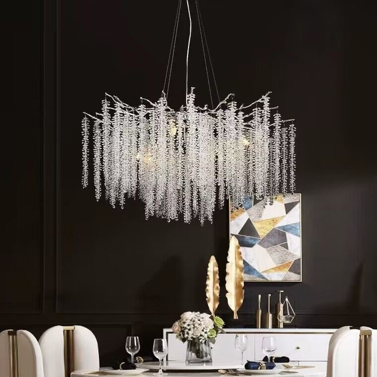 Branch Style Ceiling Light Crystal icicle Chandelier For Dining Table for Modern Home-Nobipets