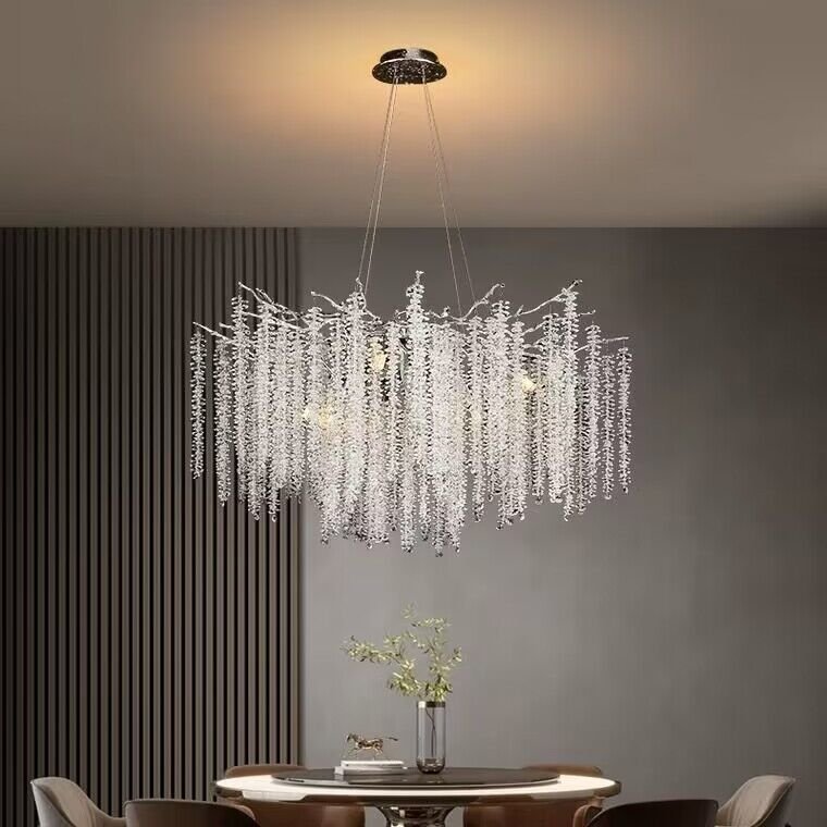 Branch Style Ceiling Light Crystal icicle Chandelier For Dining Table for Modern Home-Nobipets