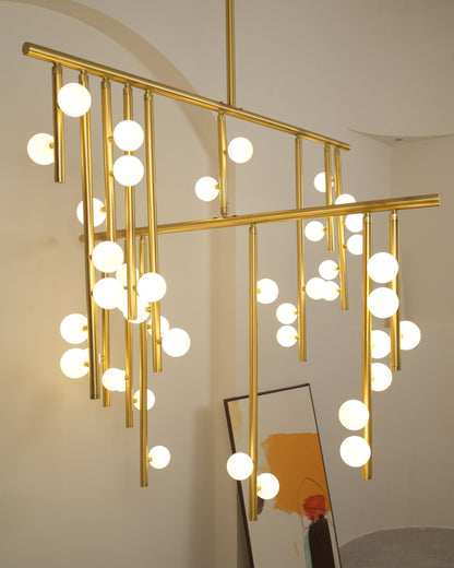 Brass Glass Drop Chandelier