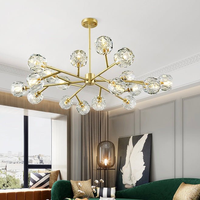 Brass Sputnik Chandelier With K9 Crystals Modern Ceiling Light Fixture-Nobipets