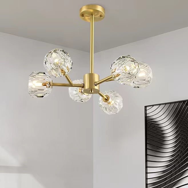 Brass Sputnik Chandelier With K9 Crystals Modern Ceiling Light Fixture-Nobipets