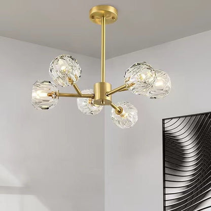 Brass Sputnik Chandelier With K9 Crystals Modern Ceiling Light Fixture-Nobipets