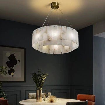 Brendra Alabaster 2-Tier Round Chandelier-Nobipets