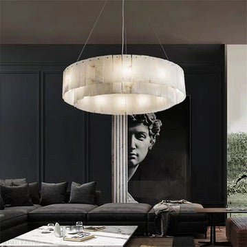 Brendra Alabaster 2-Tier Round Chandelier-Nobipets