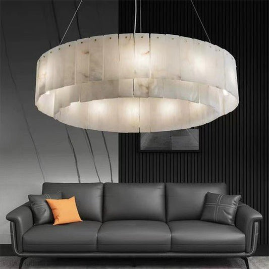 Brendra Alabaster 2-Tier Round Chandelier-Nobipets