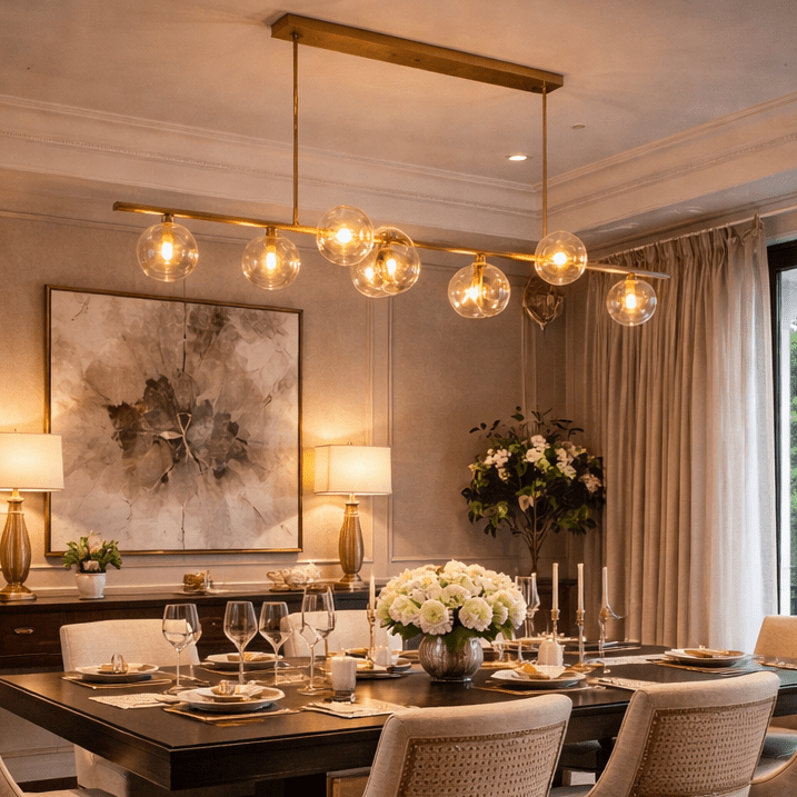 Bubble Clear Glass Linear Chandelier 61'' 79''for Dining room