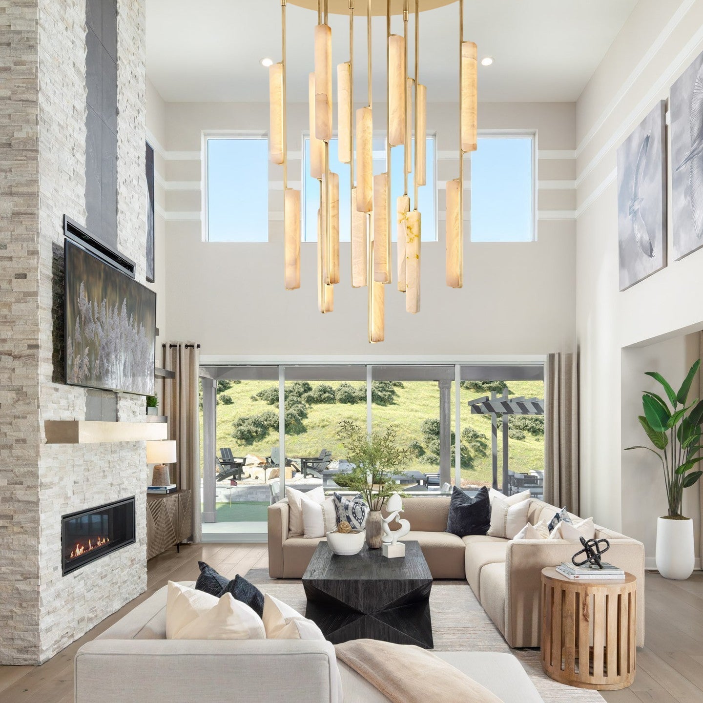 Budubon Alabaster Round Chandelier