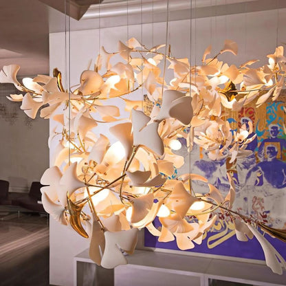 Bustling Ceramic Ginkgo Leaf Chandelier-Nobipets