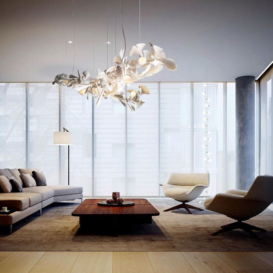 Bustling Ceramic Ginkgo Leaf Chandelier-Nobipets