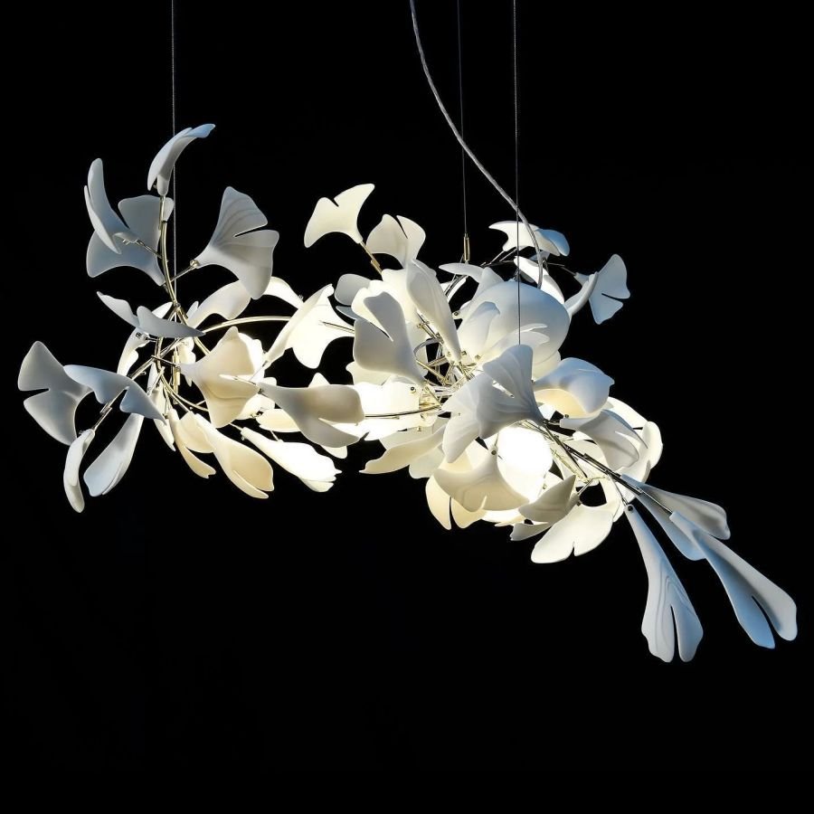Bustling Ceramic Ginkgo Leaf Chandelier-Nobipets