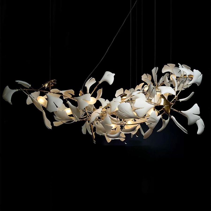 Bustling Ceramic Ginkgo Leaf Chandelier-Nobipets