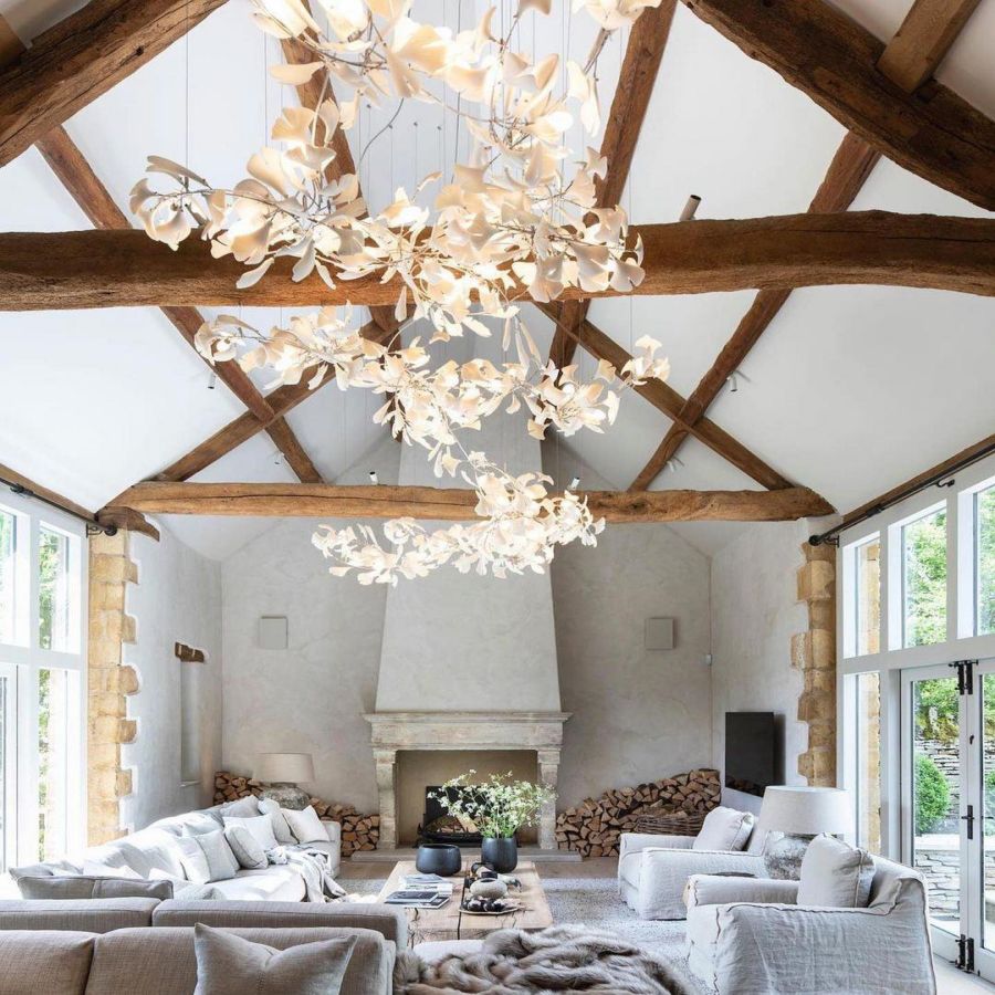 Bustling Ceramic Ginkgo Leaf Chandelier-Nobipets