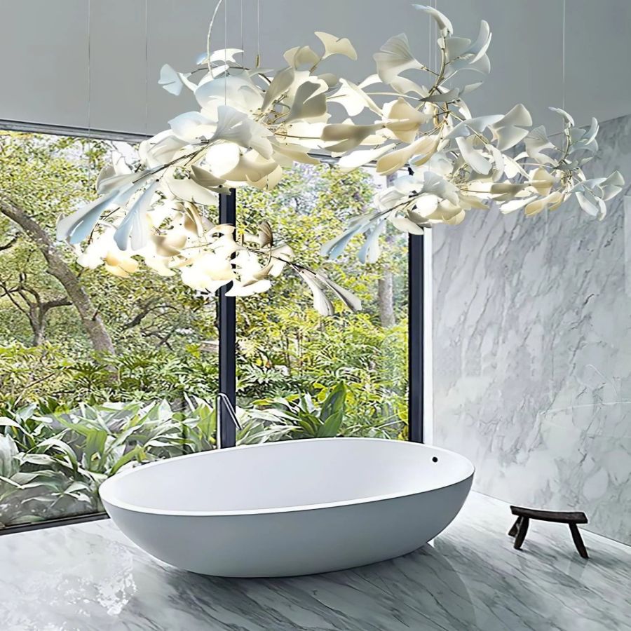 Bustling Ceramic Ginkgo Leaf Chandelier-Nobipets
