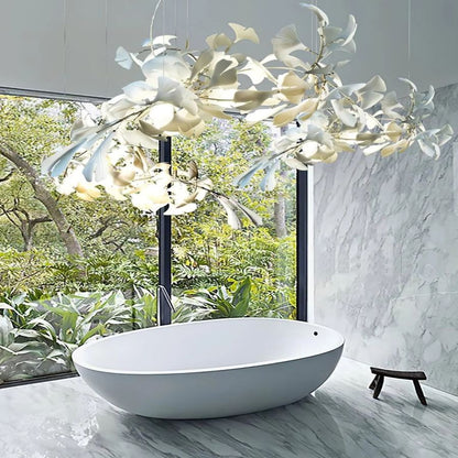Bustling Ceramic Ginkgo Leaf Chandelier-Nobipets