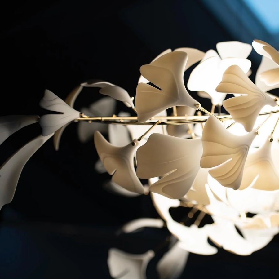 Bustling Ceramic Ginkgo Leaf Chandelier-Nobipets