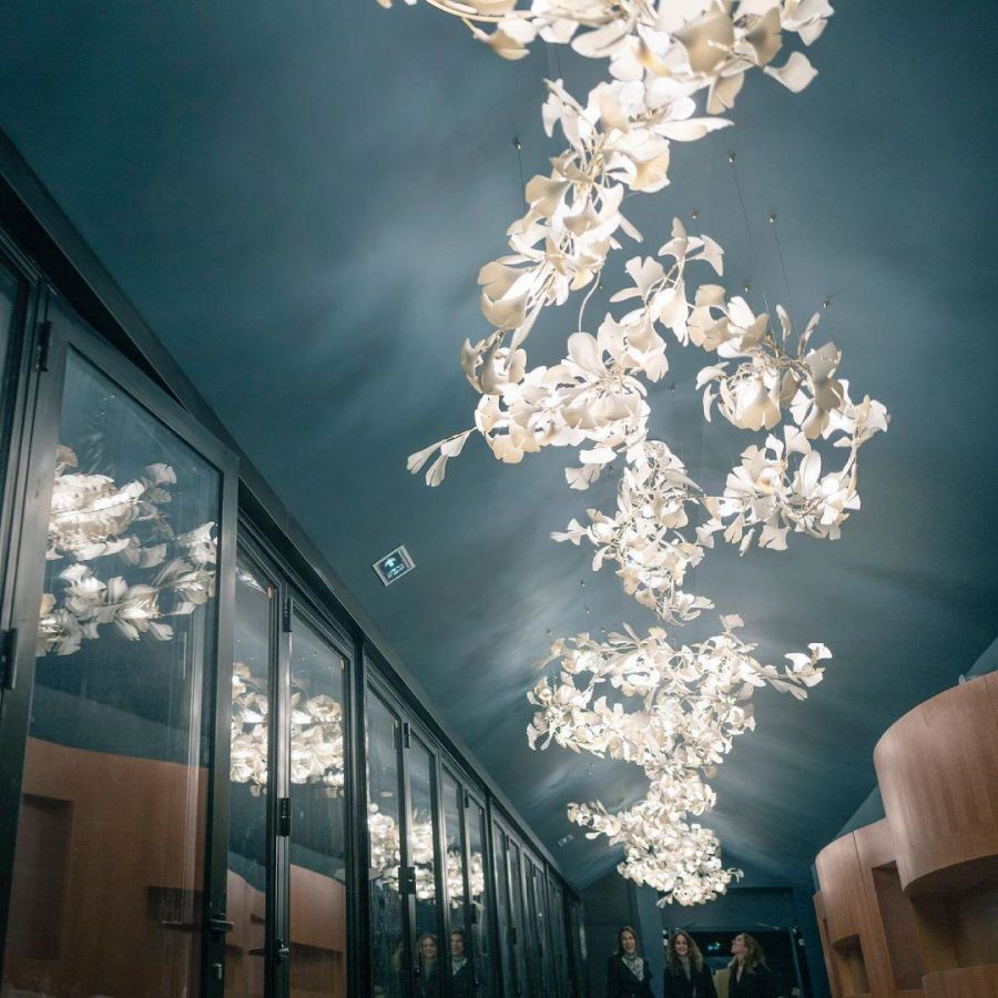 Bustling Ceramic Ginkgo Leaf Chandelier-Nobipets