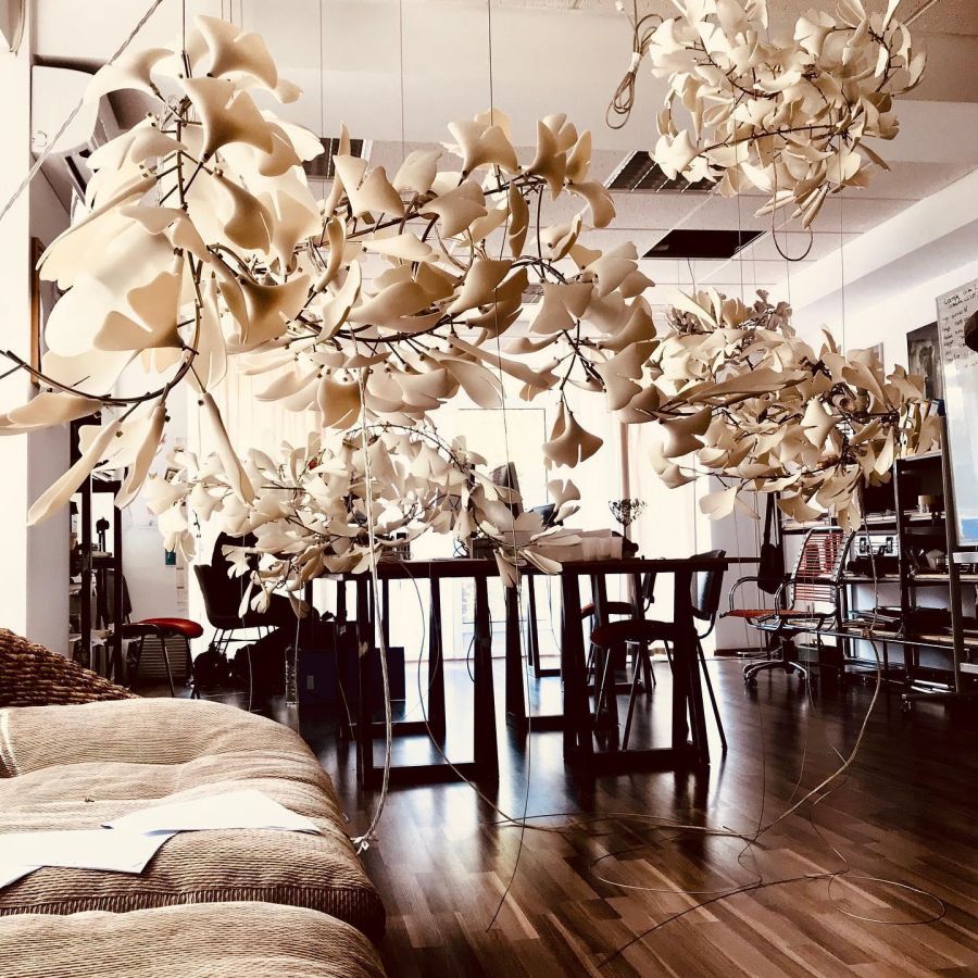Bustling Ceramic Ginkgo Leaf Chandelier-Nobipets