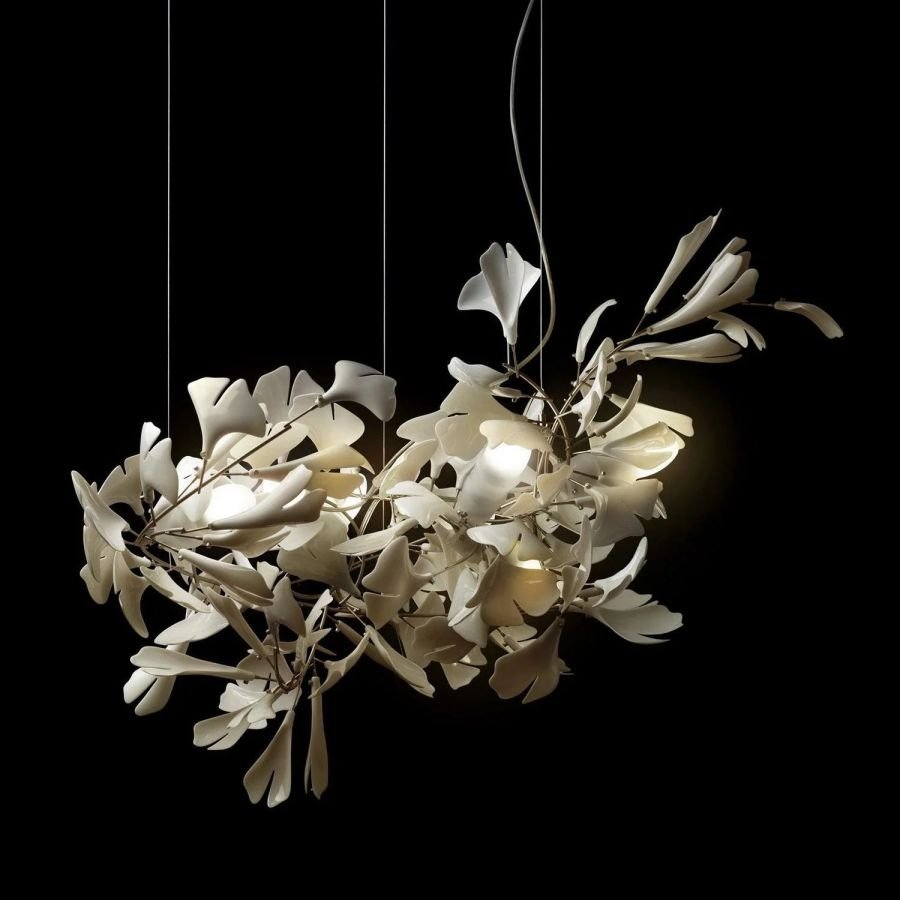 Bustling Ceramic Ginkgo Leaf Chandelier-Nobipets