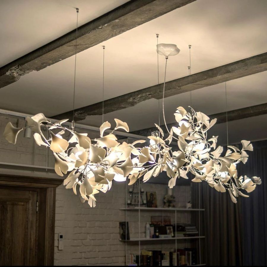 Bustling Ceramic Ginkgo Leaf Chandelier-Nobipets