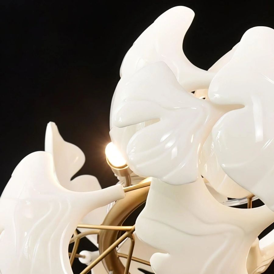 Bustling Ceramic Ginkgo Leaf Chandelier-Nobipets