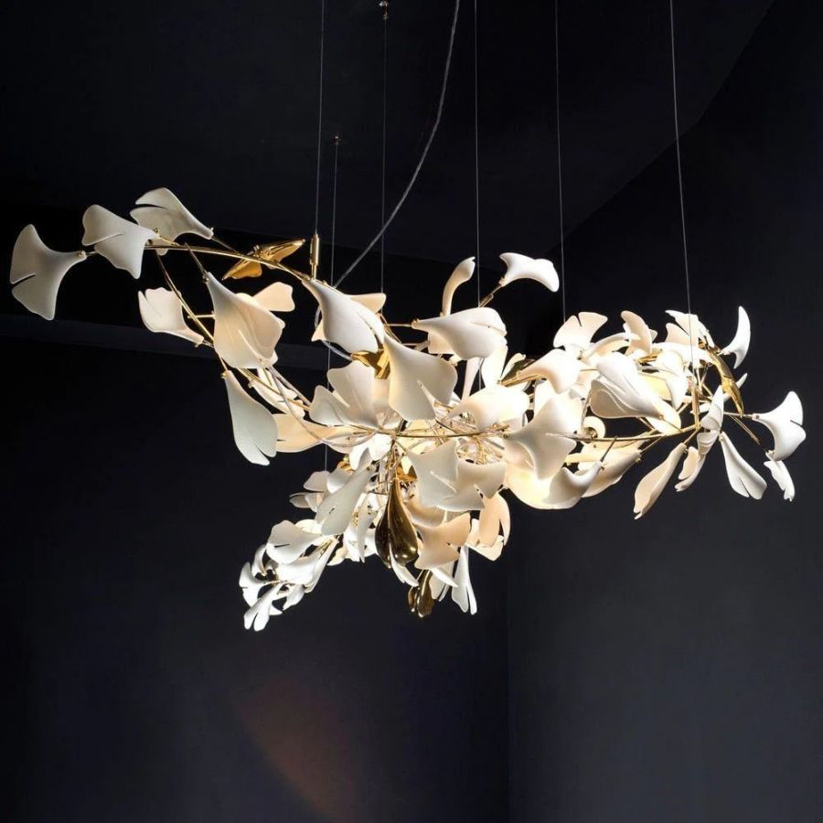 Bustling Ceramic Ginkgo Leaf Chandelier-Nobipets