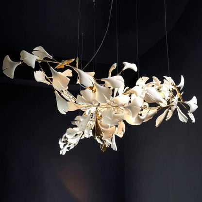 Bustling Ceramic Ginkgo Leaf Chandelier-Nobipets