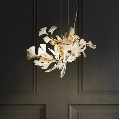 Bustling Ceramic Ginkgo Leaf Chandelier-Nobipets