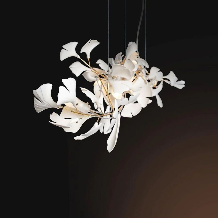 Bustling Ceramic Ginkgo Leaf Chandelier-Nobipets