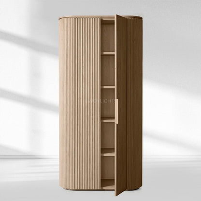 Byron Reeded White Oak Tall Cabinet