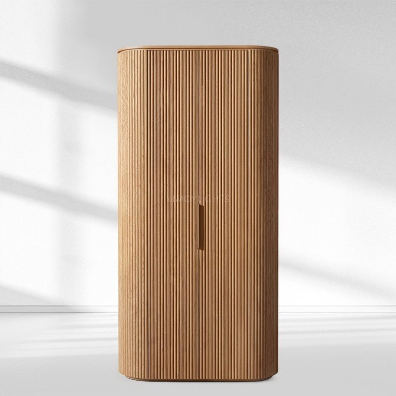 Byron Reeded White Oak Tall Cabinet
