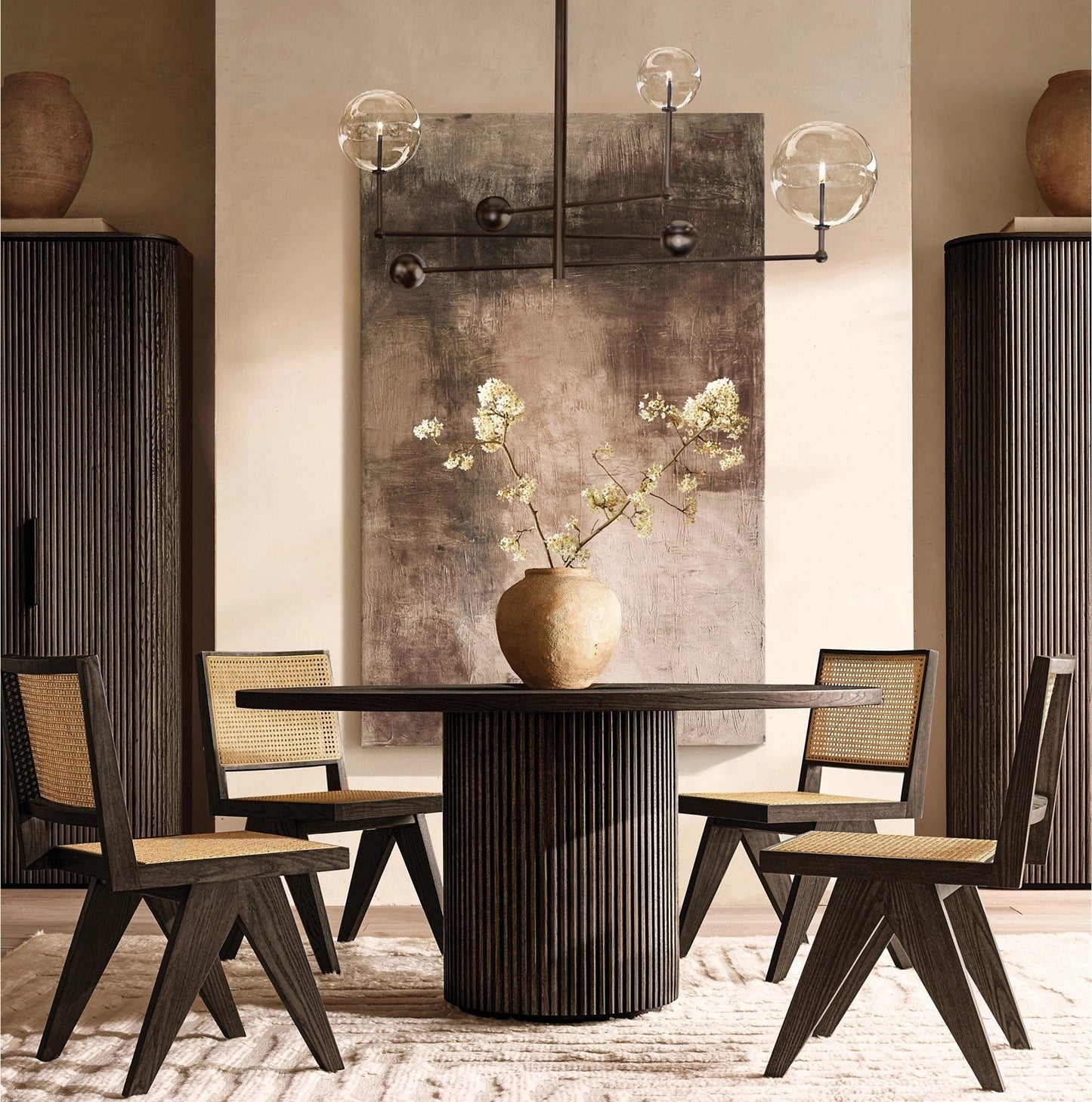 Byron Reeded White Oak Tall Cabinet