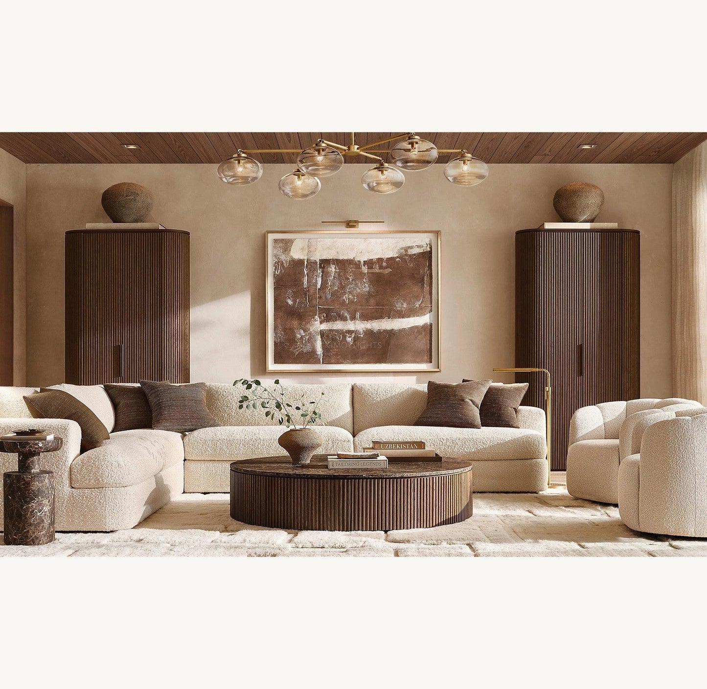 Byron Reeded White Oak Tall Cabinet